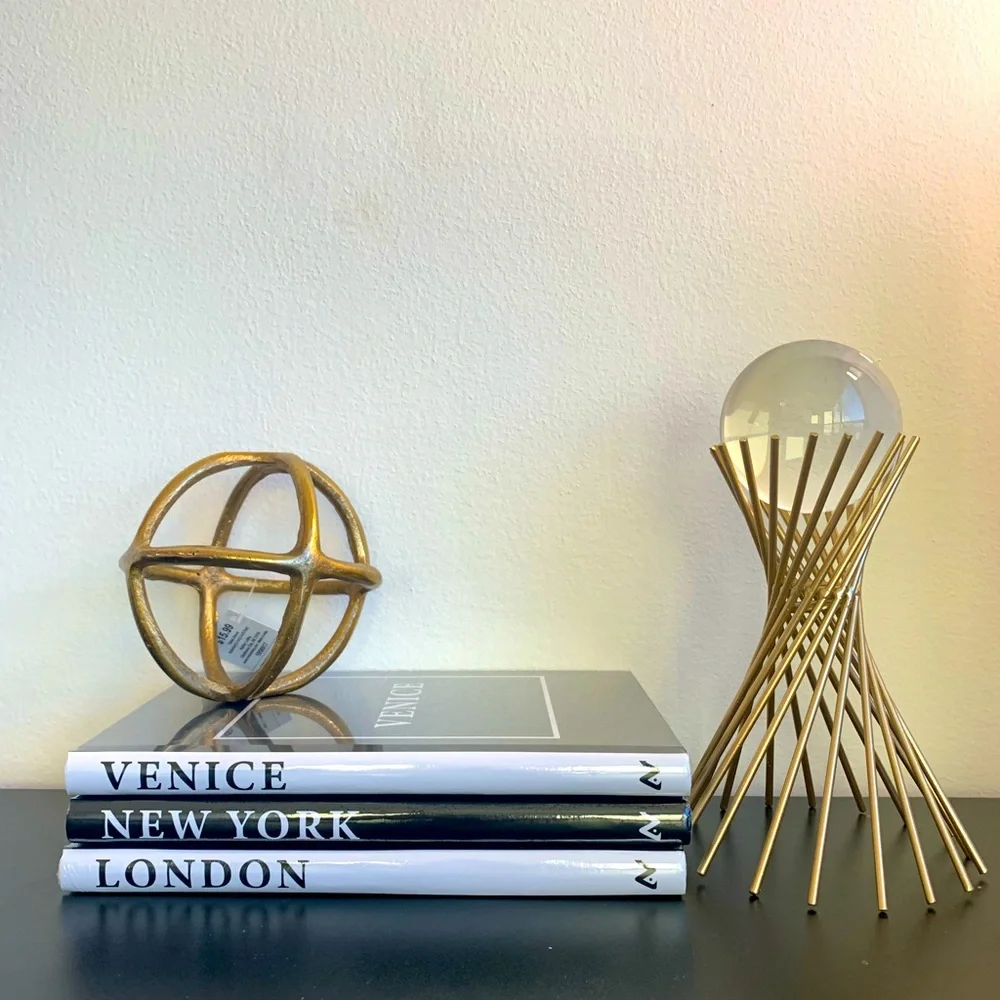 Home Decor Crystal ball and Geometric gold object